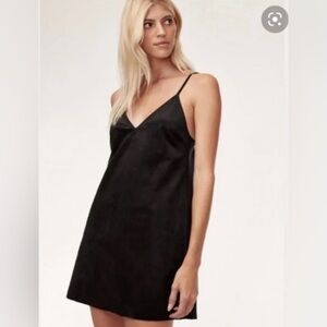 𝅺wilfred FREE Faux Suede Vivienne Slip Shift Mini Dress Black, size S